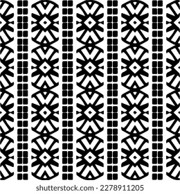 Vector geometric seamless pattern. Minimal ornamental background with abstract shapes. Black and white texture. Simple abstract ornament background. Dark repeat design for decor, fabric, cloth.