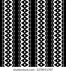 Vector geometric seamless pattern. Minimal ornamental background with abstract shapes. Black and white texture. Simple abstract ornament background. Dark repeat design for decor, fabric, cloth.