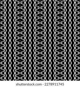 Vector geometric seamless pattern. Minimal ornamental background with abstract shapes. Black and white texture. Simple abstract ornament background. Dark repeat design for decor, fabric, cloth.