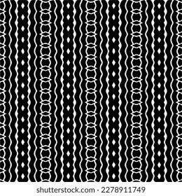 Vector geometric seamless pattern. Minimal ornamental background with abstract shapes. Black and white texture. Simple abstract ornament background. Dark repeat design for decor, fabric, cloth.