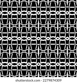 Vector geometric seamless pattern. Minimal ornamental background with abstract shapes. Black and white texture. Simple abstract ornament background. Dark repeat design for decor, fabric, cloth.