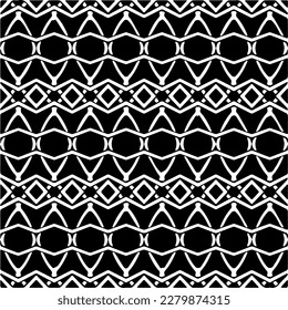 Vector geometric seamless pattern. Minimal ornamental background with abstract shapes. Black and white texture. Simple abstract ornament background. Dark repeat design for decor, fabric, cloth.