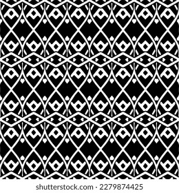 Vector geometric seamless pattern. Minimal ornamental background with abstract shapes. Black and white texture. Simple abstract ornament background. Dark repeat design for decor, fabric, cloth.