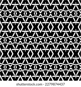 Vector geometric seamless pattern. Minimal ornamental background with abstract shapes. Black and white texture. Simple abstract ornament background. Dark repeat design for decor, fabric, cloth.