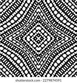 Vector geometric seamless pattern. Minimal ornamental background with abstract shapes. Black and white texture. Simple abstract ornament background. Dark repeat design for decor, fabric, cloth.