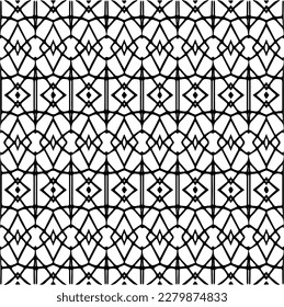 Vector geometric seamless pattern. Minimal ornamental background with abstract shapes. Black and white texture. Simple abstract ornament background. Dark repeat design for decor, fabric, cloth.