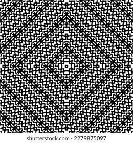 Vector geometric seamless pattern. Minimal ornamental background with abstract shapes. Black and white texture. Simple abstract ornament background. Dark repeat design for decor, fabric, cloth.