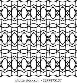 Vector geometric seamless pattern. Minimal ornamental background with abstract shapes. Black and white texture. Simple abstract ornament background. Dark repeat design for decor, fabric, cloth.