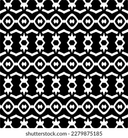 Vector geometric seamless pattern. Minimal ornamental background with abstract shapes. Black and white texture. Simple abstract ornament background. Dark repeat design for decor, fabric, cloth.