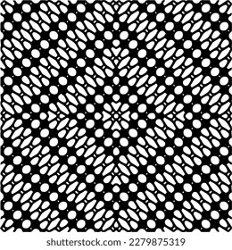 Vector geometric seamless pattern. Minimal ornamental background with abstract shapes. Black and white texture. Simple abstract ornament background. Dark repeat design for decor, fabric, cloth.