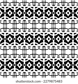 Vector geometric seamless pattern. Minimal ornamental background with abstract shapes. Black and white texture. Simple abstract ornament background. Dark repeat design for decor, fabric, cloth.
