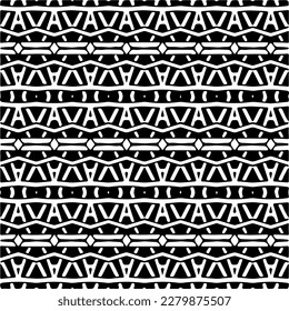 Vector geometric seamless pattern. Minimal ornamental background with abstract shapes. Black and white texture. Simple abstract ornament background. Dark repeat design for decor, fabric, cloth.