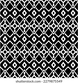 Vector geometric seamless pattern. Minimal ornamental background with abstract shapes. Black and white texture. Simple abstract ornament background. Dark repeat design for decor, fabric, cloth.