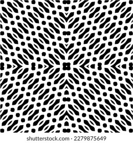 Vector geometric seamless pattern. Minimal ornamental background with abstract shapes. Black and white texture. Simple abstract ornament background. Dark repeat design for decor, fabric, cloth.