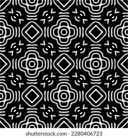 Vector geometric seamless pattern. Minimal ornamental background with abstract shapes. Black and white texture. Simple abstract ornament background. Dark repeat design for decor, fabric, cloth.