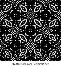 Vector geometric seamless pattern. Minimal ornamental background with abstract shapes. Black and white texture. Simple abstract ornament background. Dark repeat design for decor, fabric, cloth.