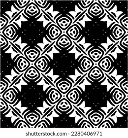 Vector geometric seamless pattern. Minimal ornamental background with abstract shapes. Black and white texture. Simple abstract ornament background. Dark repeat design for decor, fabric, cloth.