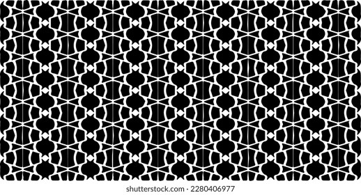 Vector geometric seamless pattern. Minimal ornamental background with abstract shapes. Black and white texture. Simple abstract ornament background. Dark repeat design for decor, fabric, cloth.