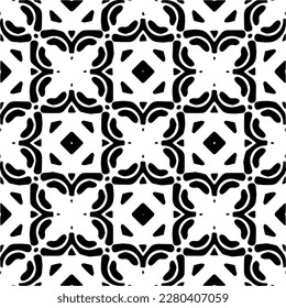 Vector geometric seamless pattern. Minimal ornamental background with abstract shapes. Black and white texture. Simple abstract ornament background. Dark repeat design for decor, fabric, cloth.
