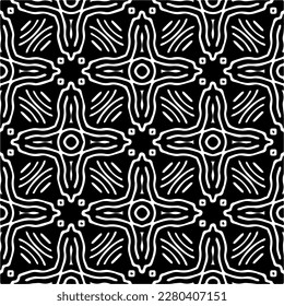 Vector geometric seamless pattern. Minimal ornamental background with abstract shapes. Black and white texture. Simple abstract ornament background. Dark repeat design for decor, fabric, cloth.