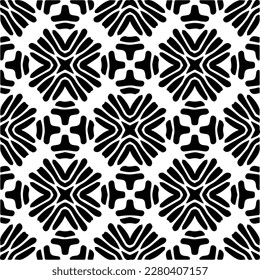 Vector geometric seamless pattern. Minimal ornamental background with abstract shapes. Black and white texture. Simple abstract ornament background. Dark repeat design for decor, fabric, cloth.