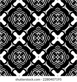 Vector geometric seamless pattern. Minimal ornamental background with abstract shapes. Black and white texture. Simple abstract ornament background. Dark repeat design for decor, fabric, cloth.
