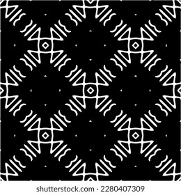 Vector geometric seamless pattern. Minimal ornamental background with abstract shapes. Black and white texture. Simple abstract ornament background. Dark repeat design for decor, fabric, cloth.