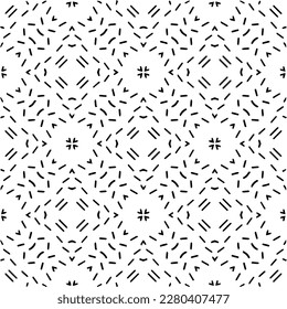 Vector geometric seamless pattern. Minimal ornamental background with abstract shapes. Black and white texture. Simple abstract ornament background. Dark repeat design for decor, fabric, cloth.