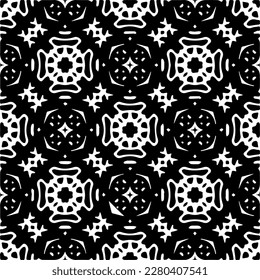 Vector geometric seamless pattern. Minimal ornamental background with abstract shapes. Black and white texture. Simple abstract ornament background. Dark repeat design for decor, fabric, cloth.