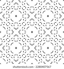 Vector geometric seamless pattern. Minimal ornamental background with abstract shapes. Black and white texture. Simple abstract ornament background. Dark repeat design for decor, fabric, cloth.
