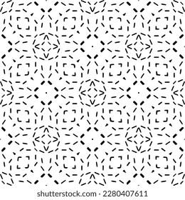 Vector geometric seamless pattern. Minimal ornamental background with abstract shapes. Black and white texture. Simple abstract ornament background. Dark repeat design for decor, fabric, cloth.