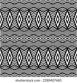 Vector geometric seamless pattern. Minimal ornamental background with abstract shapes. Black and white texture. Simple abstract ornament background. Dark repeat design for decor, fabric, cloth.