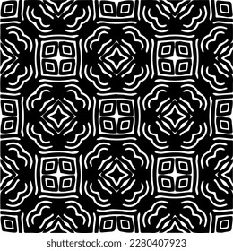 Vector geometric seamless pattern. Minimal ornamental background with abstract shapes. Black and white texture. Simple abstract ornament background. Dark repeat design for decor, fabric, cloth.