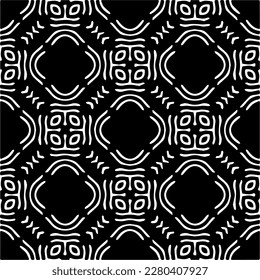 Vector geometric seamless pattern. Minimal ornamental background with abstract shapes. Black and white texture. Simple abstract ornament background. Dark repeat design for decor, fabric, cloth.