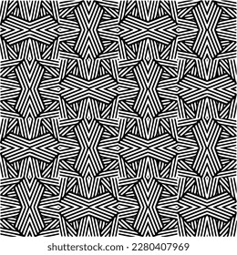 Vector geometric seamless pattern. Minimal ornamental background with abstract shapes. Black and white texture. Simple abstract ornament background. Dark repeat design for decor, fabric, cloth.