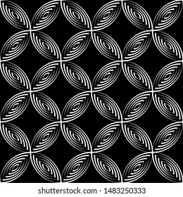 Vector geometric seamless pattern. Modern geometric background. Monochrome repeating pattern with intersecting circles.
