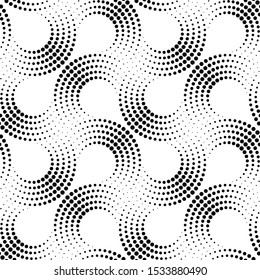 Vector geometric seamless pattern. Modern geometric background with circles made of dots.