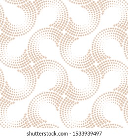 Vector geometric seamless pattern. Modern geometric background with circles made of dots.