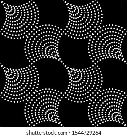 Vector geometric seamless pattern. Modern geometric background with circles made of dots.