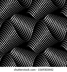 Vector geometric seamless pattern. Modern geometric background. Grid with curved lines of dots.