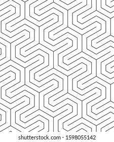 Vector geometric seamless pattern. Modern geometric background. Mesh with hexagonal cells.