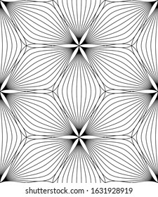 Vector geometric seamless pattern. Modern geometric background. Abstract flowers made of thin threads.