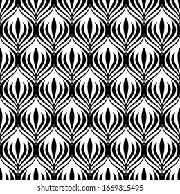 Vector geometric seamless pattern. Modern geometric background. Repeating monochrome pattern with abstract figures.