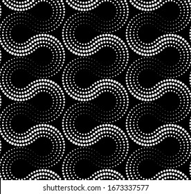 Vector geometric seamless pattern. Modern geometric background with circles made of dots.