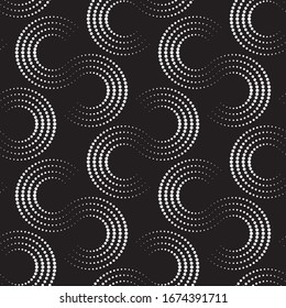 Vector geometric seamless pattern. Modern geometric background with circles made of dots.
