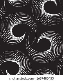 Vector geometric seamless pattern. Modern geometric background with curls of dots.