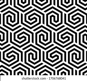 Vector geometric seamless pattern. Modern geometric background. Repeating geometric background. Lattice with offset hexagons.