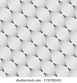 Vector geometric seamless pattern. Modern geometric background. Monochrome repeating pattern. Mesh with thin curved threads.