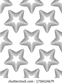 Vector geometric seamless pattern. Modern geometric background with stars made of dots.