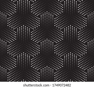 Vector geometric seamless pattern. Modern geometric background with dots hexagons.
